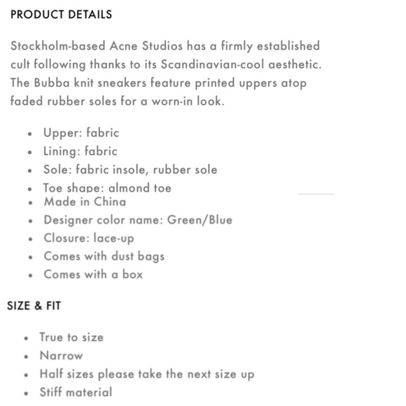 ACNE STUDIOS BUBBA CN255 BUBBLE KNIT BLUE GREEN LACE UP SNEAKER TENNIS SHOE - Picture 4 of 16